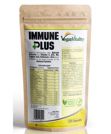 Immune System Booster Supplement - 120 Capsules with 14 Immune System Vitamins & Natural Extracts: Vitamin C Zinc Turmeric Selenium Ginger Cranberry Elderberry Garlic Vitamin B12 & B6