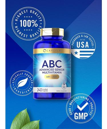 Carlyle Senior Multivitamin 240 Tablets with Lutein & Lycopene | ABC Advanced Supplement | Non-GMO Gluten Free | Men & Women Over 60 - Buy Online on GoSupps.com