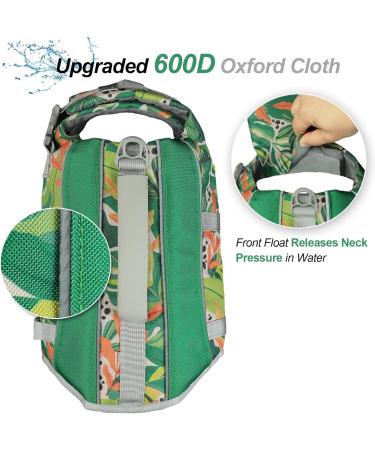 Vivaglory Dog Rescue Vest with Removable Front-Wheel Drive - Reflective Comfortable for Swimming & Boating - Green Size S (43-53cm Chest) - Buy Online on GoSupps.com