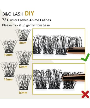 72 D Curl Individual Cluster Lashes | Soft Fluffy DIY Lash Extensions - B&Q Natural Eyelash Clusters | UK-FD-B47-D-10 - Buy Online on GoSupps.com