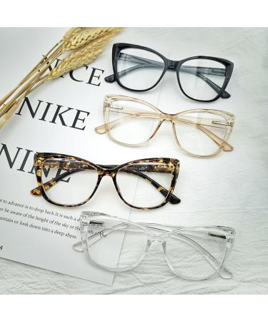 4 Pack Cat-Eye Oversized Reading Glasses for Women & Men | Lightweight Trendy Eyeglasses +1.50 | Stylish Black Tortoise Transparent Champagne - Buy Online on GoSupps.com