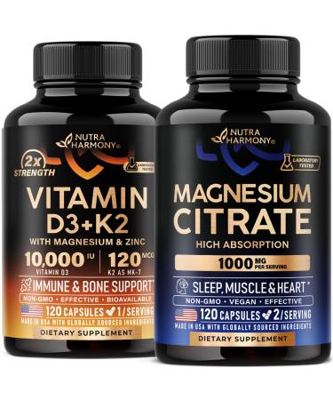 NUTRAHARMONY Vitamin D3 K2 & Magnesium Citrate Capsules