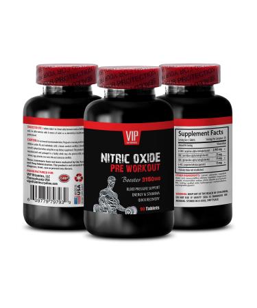 Nitric Oxide powder with L-arginine and L-glutamine - Nitric Oxide Pre-Workout Booster 3150 - nitric oxide booster nitric oxide pills nitric oxide supplements arginine supplement - 1B 90 Tablets