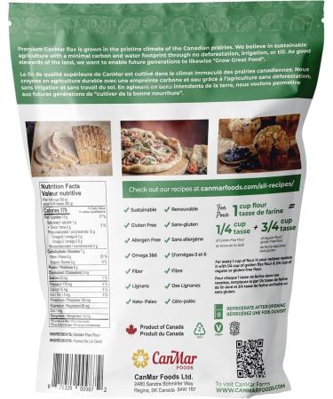 CanMar Golden Flax Flour Fiber-Rich from Flax Seeds (500g) with Protein Omega 3-6 Calcium - Gluten-Free Nut-Free Non-GMO - Breakfast Essentials for Pancakes Breads Cookies & More - Buy Online on GoSupps.com