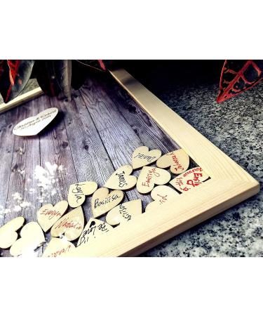 Wedding Guest Book Alternative Pen Set Sign Heart Wedding Reception Rustic for Baby Shower Birthday Part Decoration with 120 Wooden Hearts - Buy Online on GoSupps.com