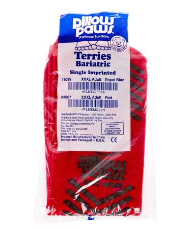 Pillow Paws Slip Resistant Socks 3XL Adult Extra Wide Red - 3 pairs