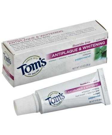 Tom's of Maine  Fluoride Free Antiplaque & Whitening Toothpaste - Peppermint  1 Ounce - Buy Online on GoSupps.com