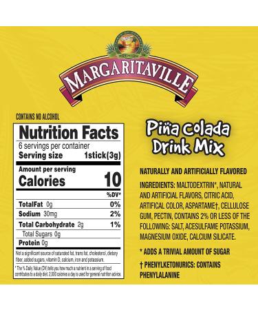Margaritaville Singles To Go Water Drink Mix - Pina Colada Flavored  Non-Alcoholic Powder Sticks (12 Boxes with 6 Packets Each - 72 Total Servings)  0.65 Ounce (Pack of 12) - Buy Online on GoSupps.com