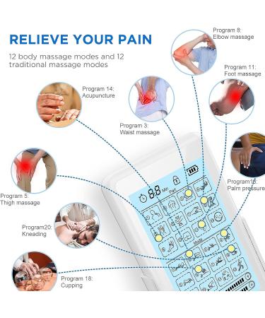NURSAL Dual Channel TENS Unit - Pain Relief Muscle Stimulator with 16 Pads 24 Modes & Touchscreen for Easy Use - Perfect for Seniors - Buy Online on GoSupps.com