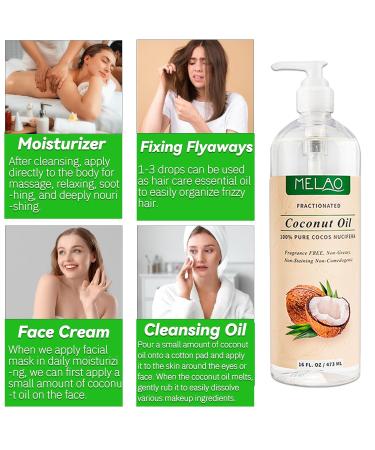 Elitzia Coconut Oil Face Body Moisturiers Massage Oil Hair Oil Conditoner Makeup Remover Fix Flyaways Versatile Base Oil Body Skin Care Products For Man and Women 100% Pure Natural 7.44fl.oz ETMS015 - Buy Online on GoSupps.com