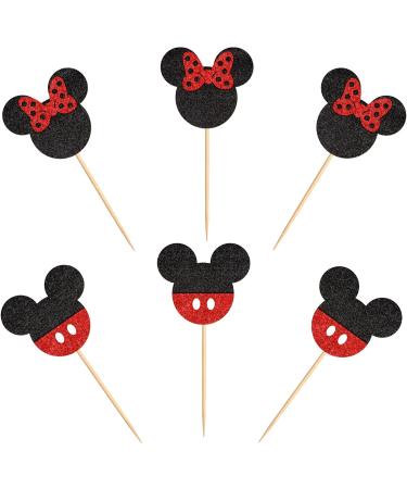 Ercadio 24 PCS Mouse Inspired Cupcake Toppers Glitter Black and Red Mouse Cupcake Picks Baby Shower Kids Boys Birthday Party Cake Decorations Supplies Red Mi Red - Buy Online on GoSupps.com