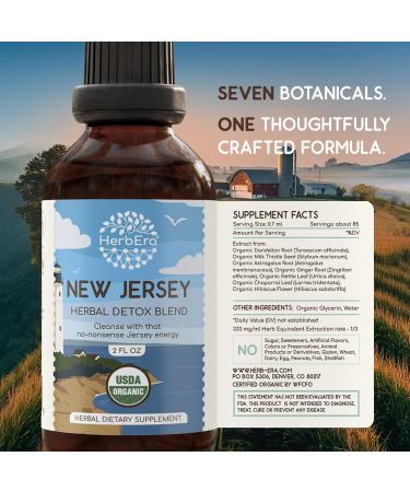 HerbEra New Jersey Herbal Detox Blend - USDA Organic Extract Made in USA | Immune & Liver Support Liquid Drops | Astragalus Dandelion Root Ginger Milk Thistle Chaparral | 2 fl oz - Buy Online on GoSupps.com