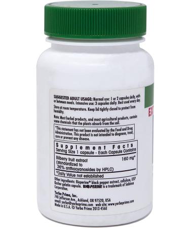 Yerba Prima Bilberry Extra Strength 50 Capsules - Antioxidant Support & Eye Health - Buy Online on GoSupps.com