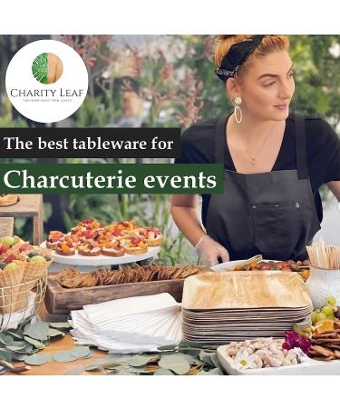 Charity Leaf Compostable 10 Square Palm Leaf Dinner Plates (50-pack) | 100% Natural & Eco-Friendly | Ideal for Parties, Weddings, BBQs & Catering Events - Buy Online on GoSupps.com