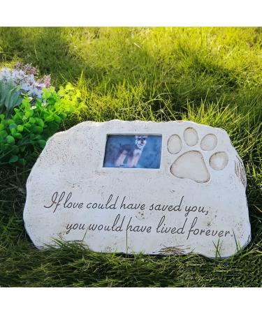 Re-Call Pet Tombstone Dog or Cat Memorial Stone Personalized with Waterproof Photo Dog or Cat Grave Markers in Lawn and Garden