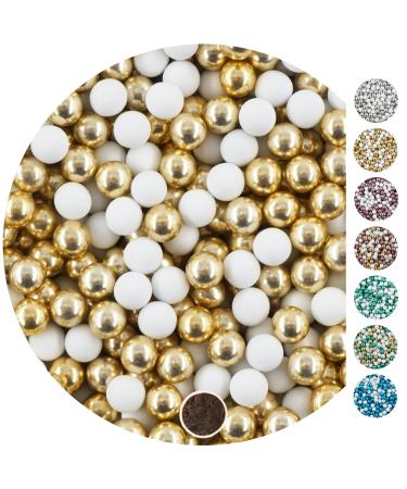 EinsSein 1kg wedding dragees chocolate balls Mix 1 cm small white-gold shiny | Baptism dragees girl boy communion at