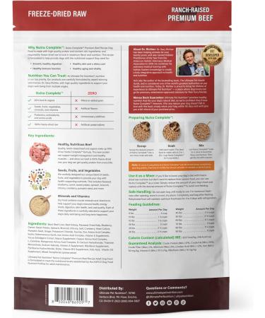 ULTIMATE PET NUTRITION Nutra Complete 100% Freeze Dried Veterinarian Formulated Raw Dog Food with Antioxidants Prebiotics and Amino Acids (16 oz. Beef) Beef 454 g (Pack of 1) - Buy Online on GoSupps.com