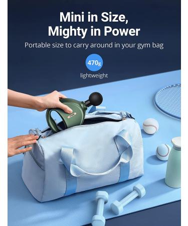 Bitfinic Mini Massage Gun - Portable Deep Tissue Percussion Massager for Pain Relief | 4 Speed High-Intensity, 4 Massage Heads | Green - Buy Online on GoSupps.com