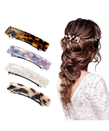 Kiiwah 4pcs Hair Barrettes French Design Hair Clips with Automatic Clamp & Anti Slip Rubber for Women Ladies Fine and Thick Hair Styling - Buy Online on GoSupps.com