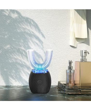 EGGIS Automatic U-Shaped Ultrasonic 360 Toothbrush with Whitening Blue Light - IPX7 Waterproof, Wireless Charging - Black - Buy Online on GoSupps.com