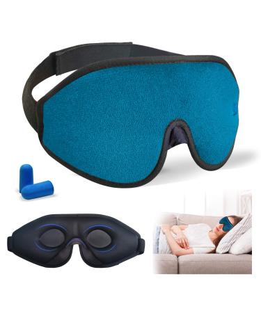 Uione Sleep Eye Mask Men Women Weighted Eye Mask 3D Contoured Eye Cover Block Out Lights Blindfold 100percentage Blackout Soft Comfort Night Sleep Mask Cover Travel Yoga Nap Shift Work Gifts Blue
