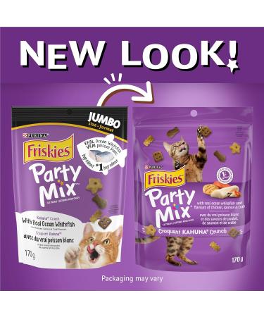 Friskies Party Mix Cat Treats Kahuna Crunch with Real Ocean Whitefish - 170 g Pouch (1 Pack) 170 g (Pack of 1) - Buy Online on GoSupps.com