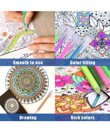 Gel Pens Set 60 Pcs Fine Tip with 48 Glitter & 12 Pastel Colors - Ideal for Coloring, Drawing, Crafts - 150% More Ink - Kids & Adults - Buy Online on GoSupps.com