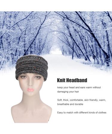 Gigicial Womens Winter Headbands Women Ear Warmer Knit Headband Winter Warm Comfortable Breathable for Shopping Camping Running (Black floral thread) - Buy Online on GoSupps.com