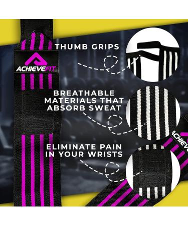 Fit Weight Lifting Wrist Wraps (Pair) - Wrist Support for Crossfit, Weightlifting & Powerlifting - Thumb Loops - Men and Women - Regular Stiff or Combo - Pink/Black - 18 - Buy Online on GoSupps.com