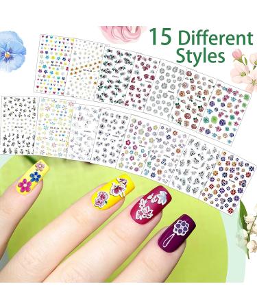 5D Embossed Flower Nail Stickers - Spring Nail Art Decals for Women and Girls - Buy Online on GoSupps.com
