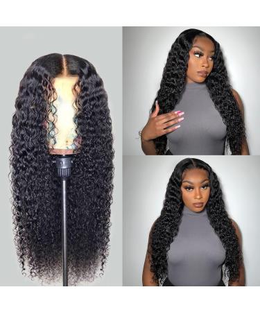 Deep Curly Lace Front Wigs Human Hair Pre Plucked with Baby Hair 4x4 Lace Closure Wigs for Black Women Glueless Wigs 180 Density 100% Virgin Human Hair Lace Front Wigs Natural Color 18 Inch 18 Inch 4x4 Curly Lace Frontal Wig