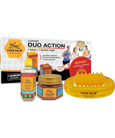 Tiger Balm Duo Action Set 1 Lotion 1 Red Tiger Balm and 1 Free Massage Wheel Pre-Effort Massage Ideal for Sports - Buy Online on GoSupps.com