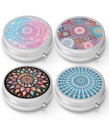 Pill dose 3 subjects medicine pillenetui portable medicine tablet vitamin holder organizer for wallet pocket travel gift (set-4-mandala4 4 pieces) set-4-mandala4 4 pieces