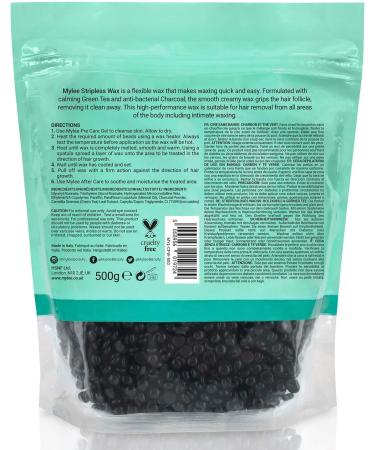 Mylee Professional Hard Wax Beads 500g - Stripless Depilatory Waxing Pellets - Gentle Hair Removal for Full Body, Face & Bikini Line - Charcoal & Green Tea - Buy Online on GoSupps.com
