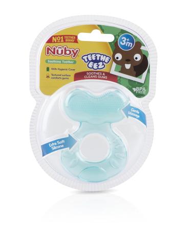 Nuby Silicone Teethe-EEZ Teether with Bristles & Hygienic Case - Blue - Buy Online on GoSupps.com
