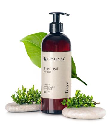 Habys Reya |Green Leaf massage oil oil |Fragrance of green tea |Massage oils body oil with almond oil and vitamin E |for massage therapy |Relaxing & muscle relaxation 500ml