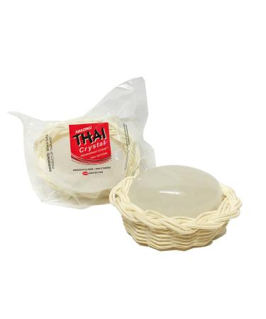 Thai Crystal Deodorant Stone in Decorative Basket  Unscented  3.5 Ounce