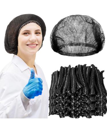 Yahenda 500 Pcs Disposable Bouffant Caps Bulk 21 Inches Disposable Caps for Hair Elastic Dust Cap Hairnets for Food Service  Nurses  Labs (Black)