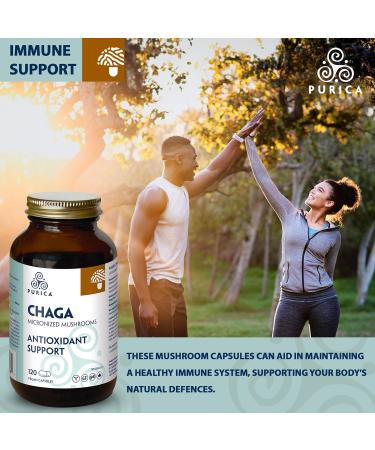 PURICA Chaga Mushroom Capsules 120 Count - Premium Mushroom Supplements for Men's Well-being 120 count (Pack of 1) - Buy Online on GoSupps.com