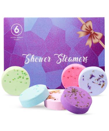 Tallew Shower Steamers Pack of 6 Lavender Shower Bombs Aromatherapy Shower Steamers Relaxation and Wellness Bath Shower Tablets for Women and Men Gift Shower Steamers