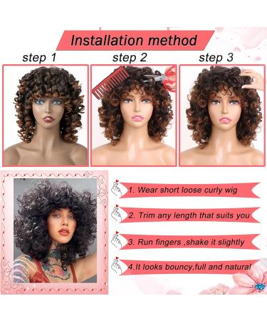 Buy Porsmeer Afro Wig for Women | Large Curly Synthetic Hair Wig | Short Black & Copper-Red Bob for Halloween Cosplay Costume - Buy Online on GoSupps.com