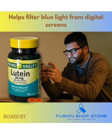 Lutein 20mg- with Zeaxanthin 30 softgels (Pack of 2) Boxed by Fusion Shop Store - Buy Online on GoSupps.com