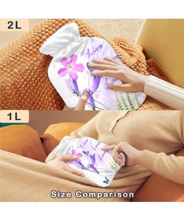 Naanle Hot Water Bottle with Butterfly Lavender Cover - 2L Heat Bottle for Back Pain Relief & Warmth | Ideal for Hand & Foot Therapy - Buy Online on GoSupps.com