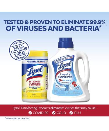 Lysol Laundry Sanitizer Additive 90oz + Disinfecting Wipes 80ct (Pack of 4) - Crisp Linen & Lemon Lime Blossom Scent - Packaging May Vary - Buy Online on GoSupps.com