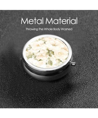 Round Pill Box - Mini Travel Medicine Organizer | Floral Rose Design | 2.0x2.0x0.7 inches - Perfect for Purse & Pocket - Buy Online on GoSupps.com