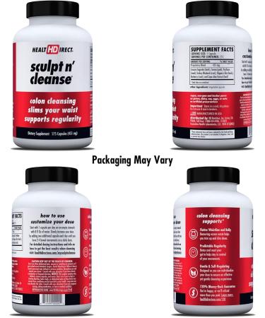 Health Direct Sculpt n' Cleanse 175ct Colon Cleanse Detox Supplement | Vegan & Non-GMO | Weight Loss & Energy Boost | 175 Count - Buy Online on GoSupps.com