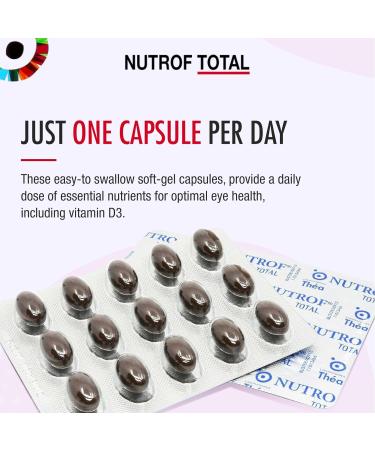 Nutrof Total Capsules Eye Health Supplement with Lutein Zeaxanthin Omega 3 and Antioxidants | Essential Nutrients for Optimal Eye Health | Pack of 30 Capsules (1 Capsule per Day - 1-Month Supply) - Buy Online on GoSupps.com