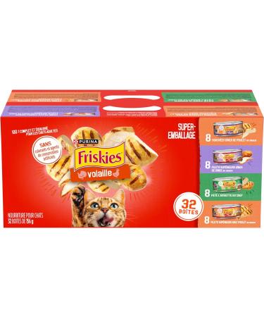 Friskies Poultry Wet Cat Food Variety Pack 4 Flavours - 156 g Can (32 Pack) - Buy Online on GoSupps.com