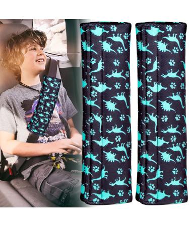 Luyoah Car Seat Belt Pillow for Kids 2Pcs Dinosaur Car Seatbelt Cover Pad Soft Comfort Seat Belt Cushion Cuddly Shoulder Strap Pad Protection for Children Boys Girls