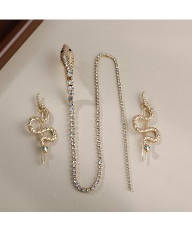 FRDTLUTHW Gold Rhinestone Tassel Hair Jewelry for Braids - Pack of 3 | Snake Hair Pins for Women and Girls - Buy Online on GoSupps.com
